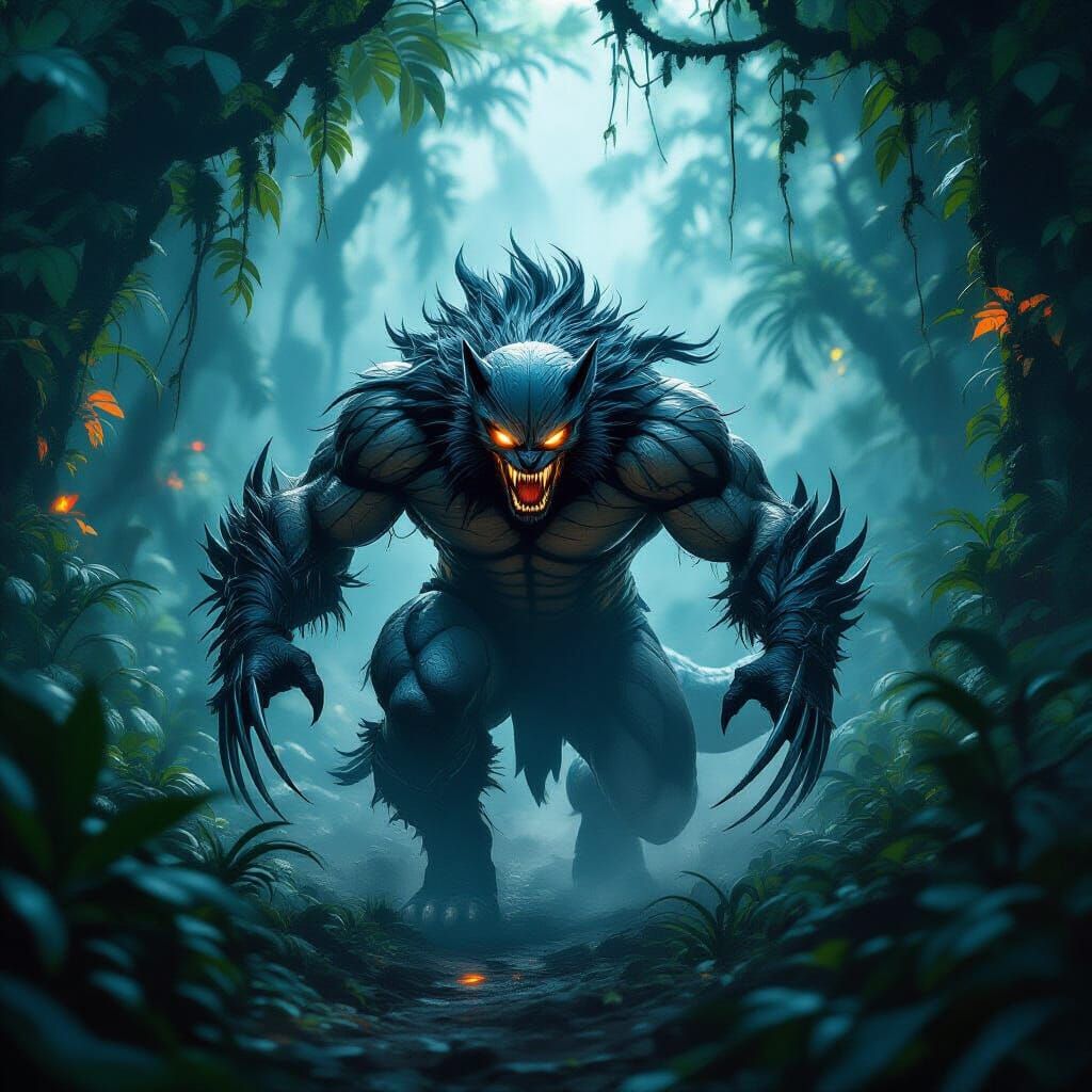 Wolverine Cobra Hybrid Creature in Mystical Jungle
