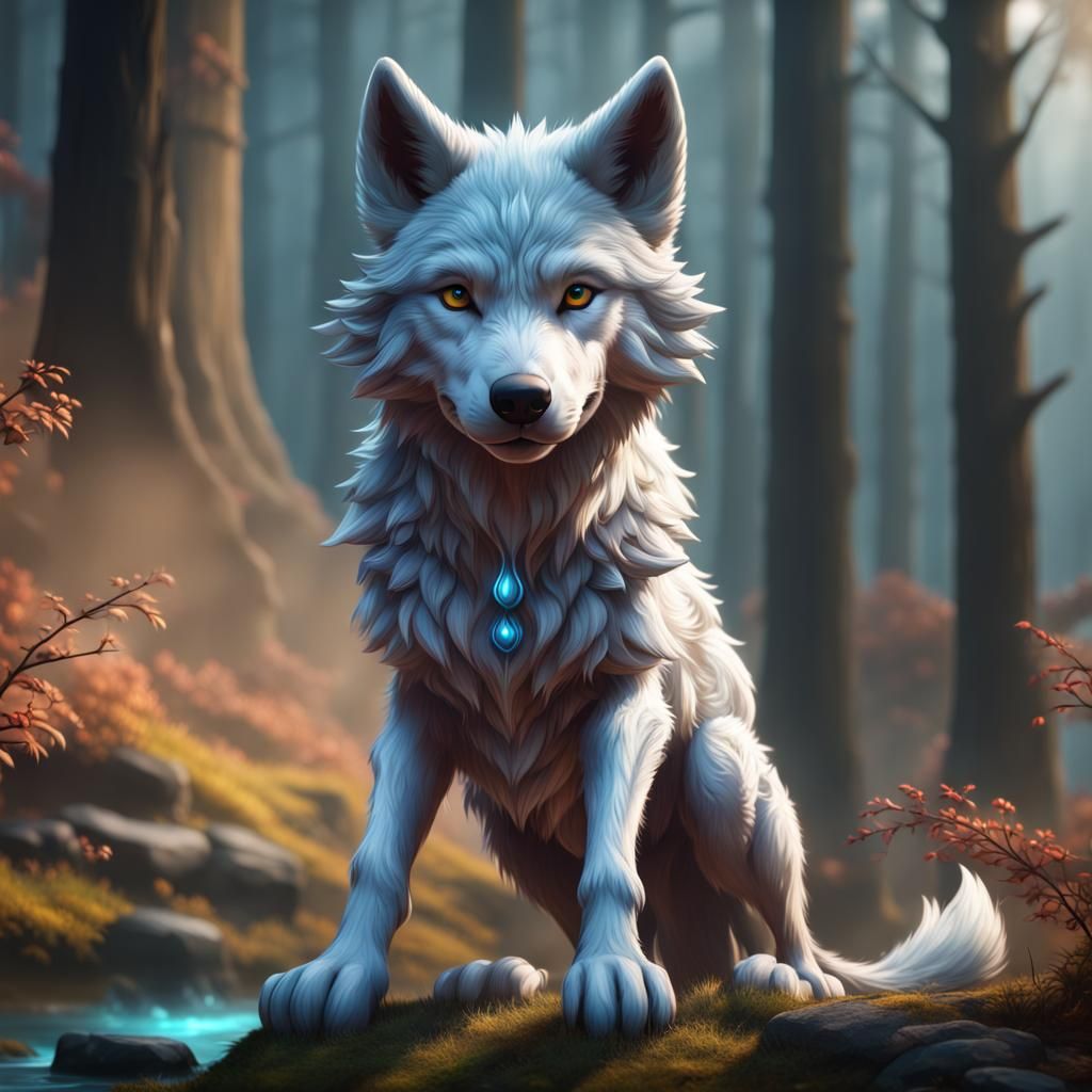 Cute Wolf in Detailed Fantasy Concept Art