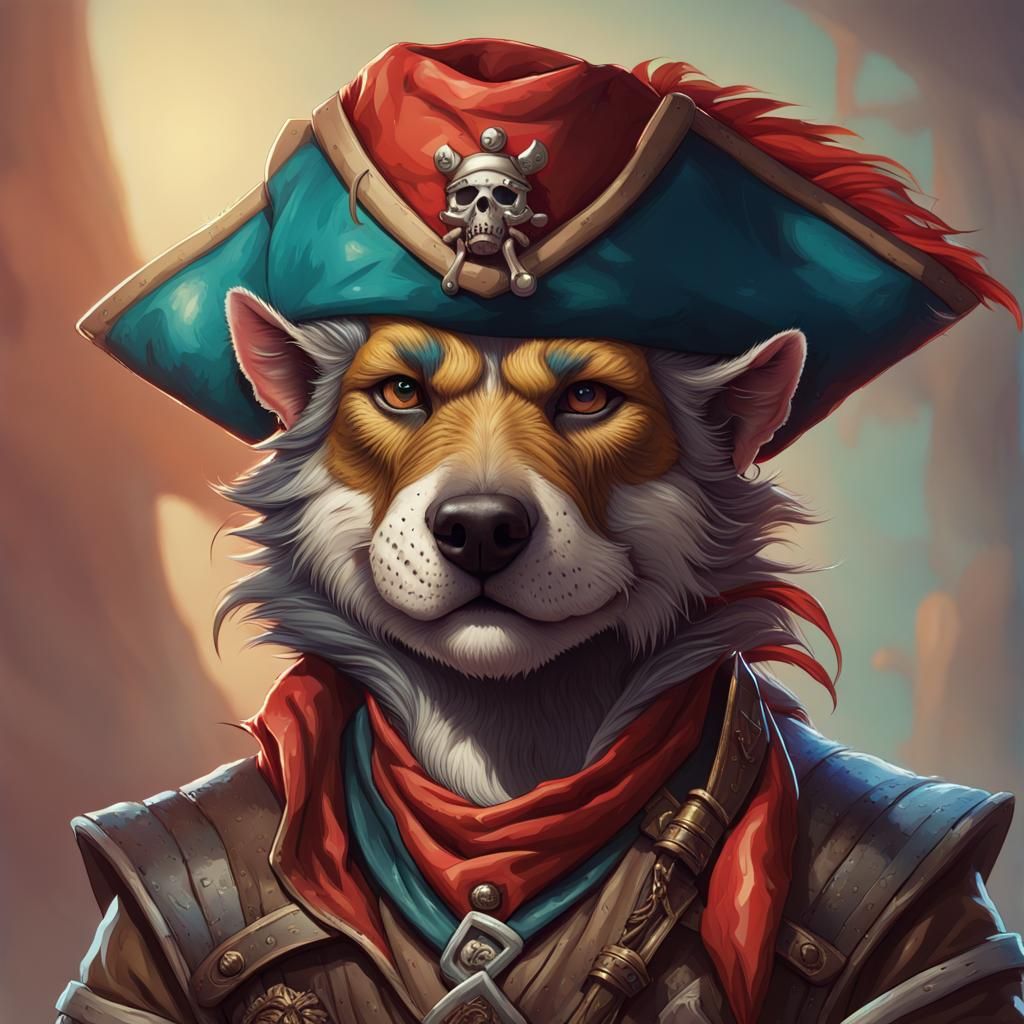 Gnoll Pirate Captain in Dungeons and Dragons Style