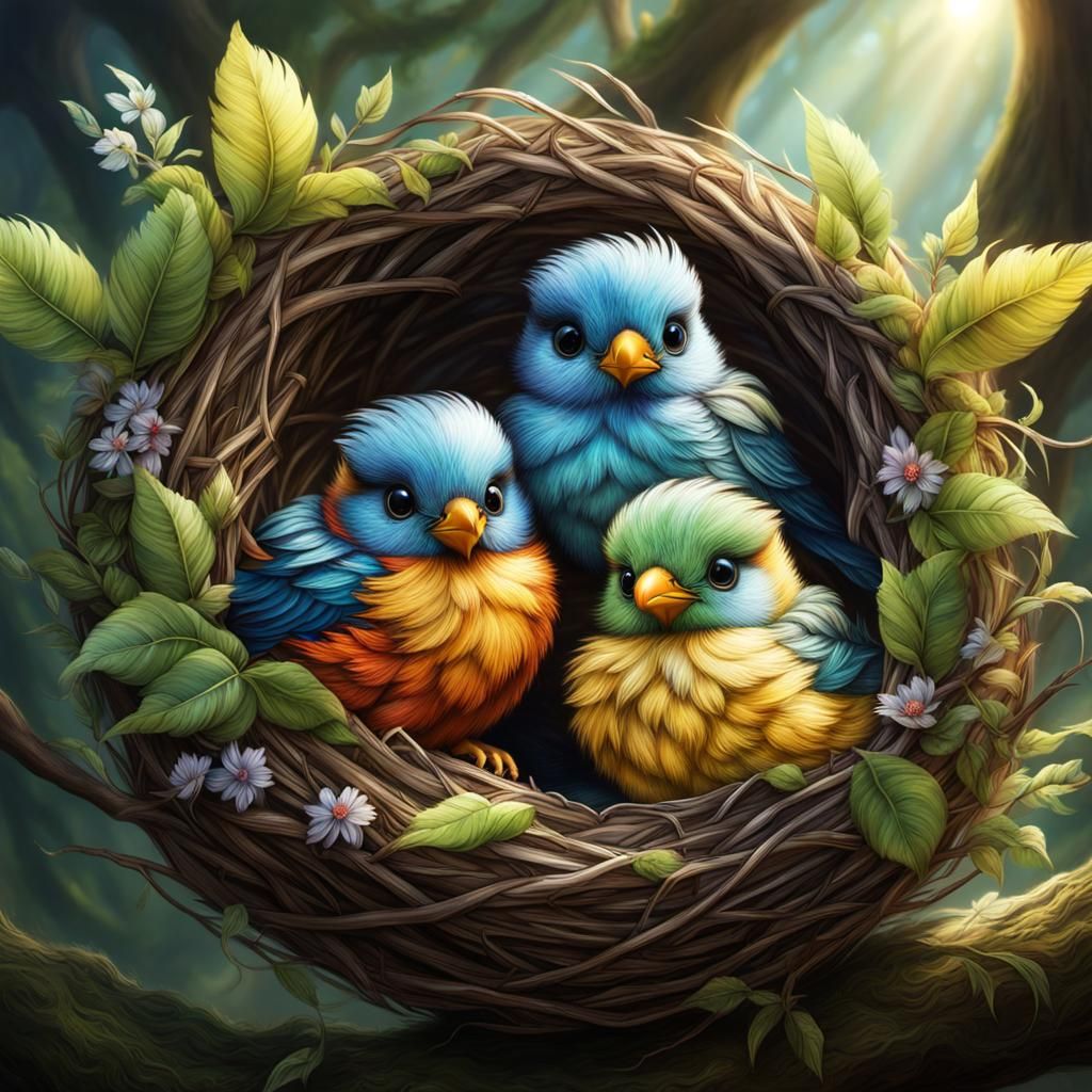 Baby birds in nest