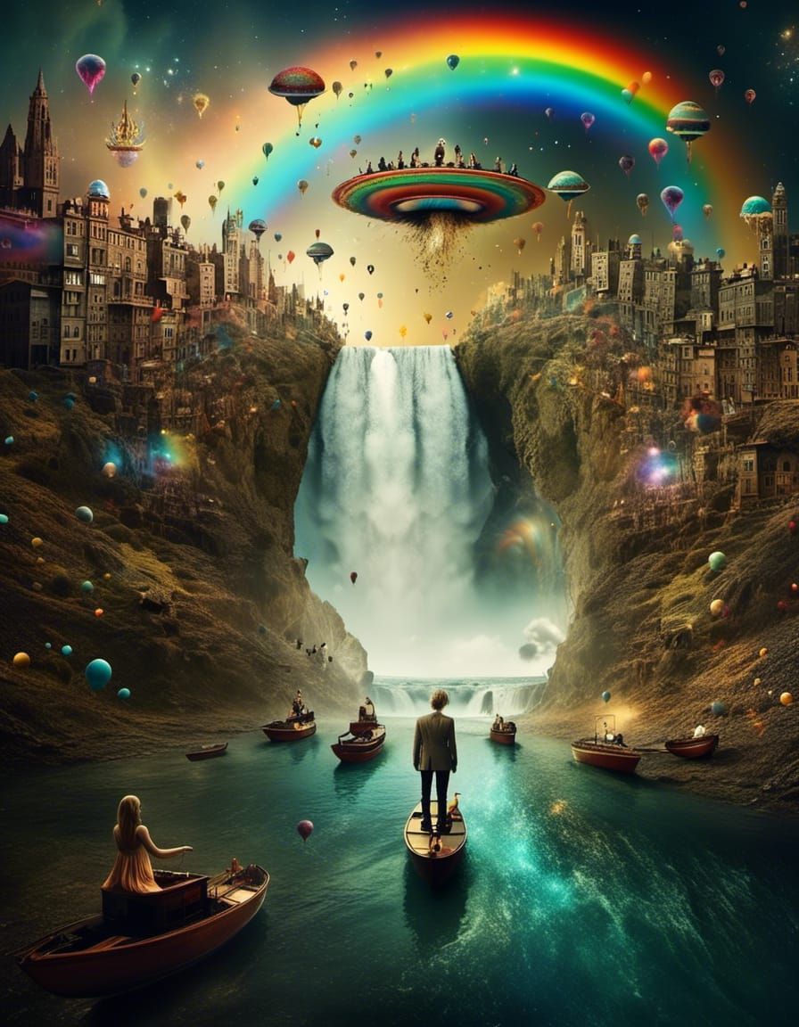 Surreal City Ascends to Rainbow Galaxy