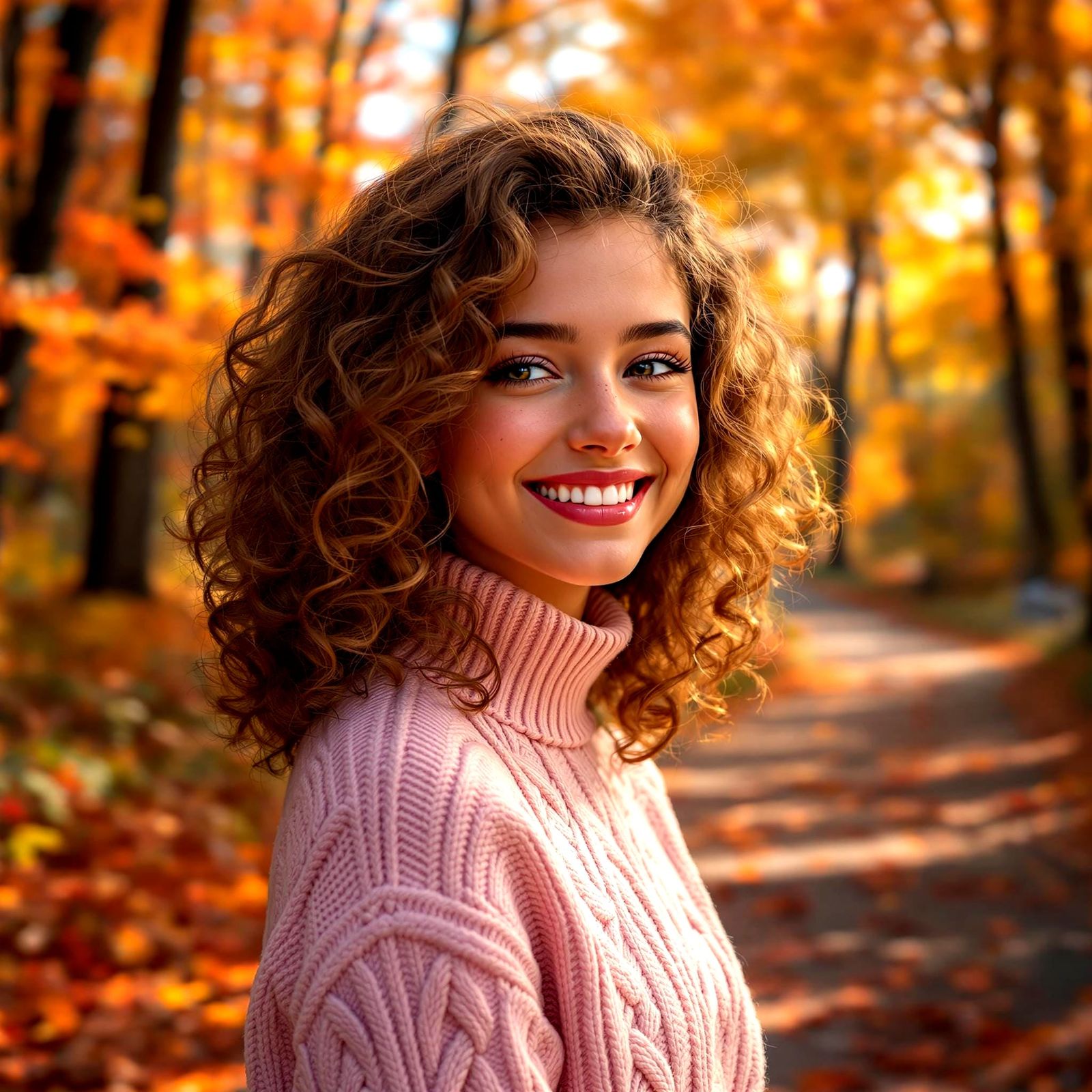 Hyperrealistic Autumn Portrait in Vibrant Colors