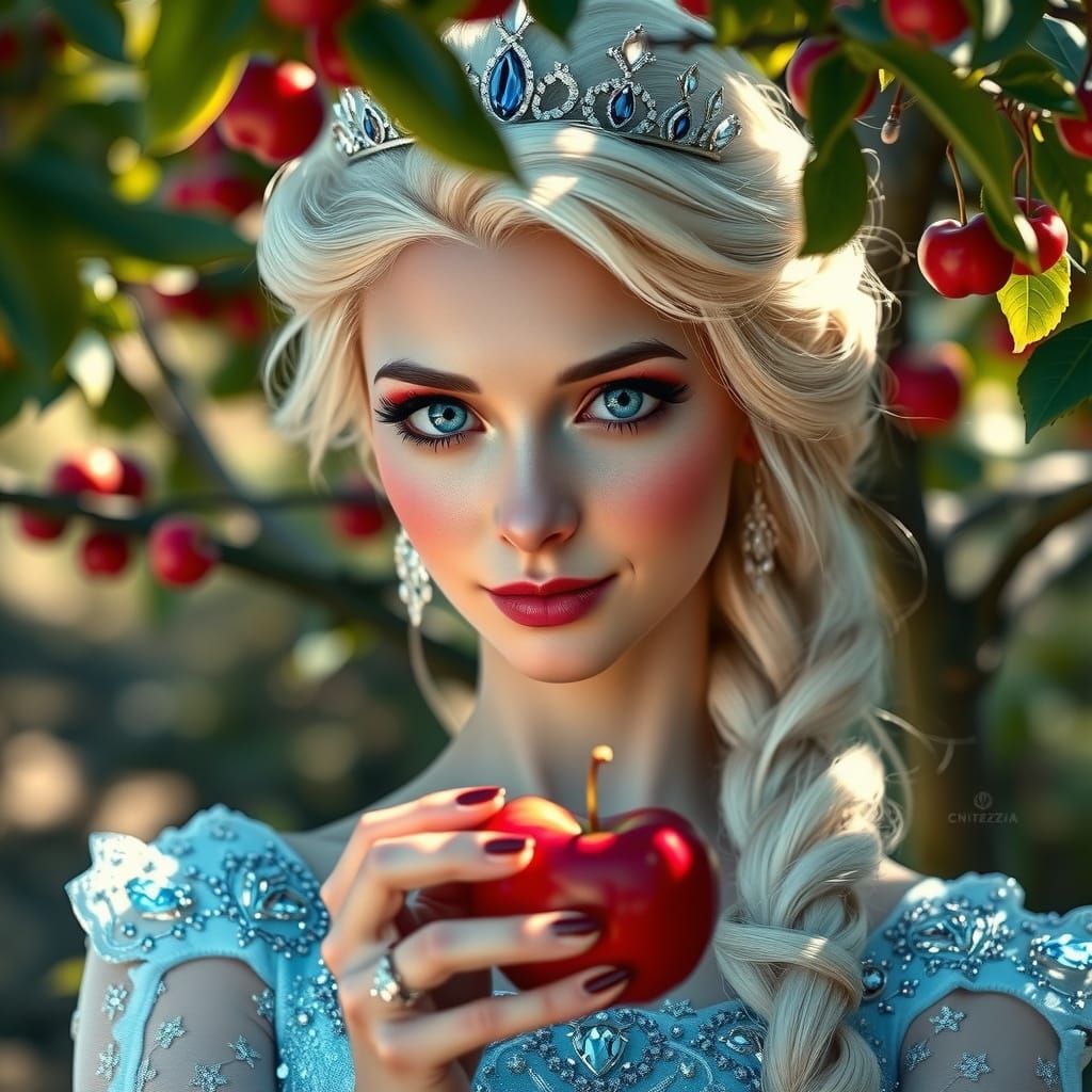 Elsa in Orchard: Hyperdetailed Concept Art