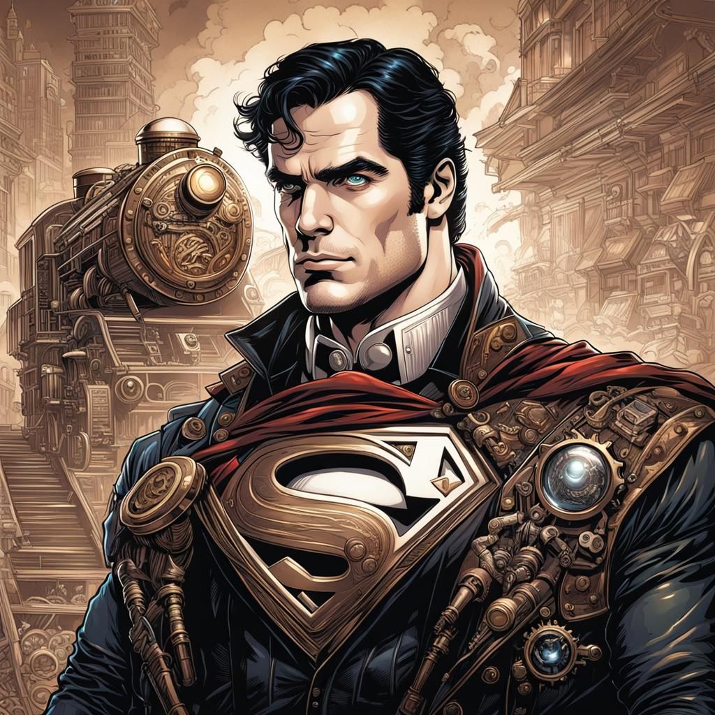 Steampunk Superman Featuring Henry Cavill as Comic Art