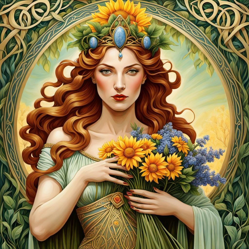 Art Nouveau Goddess of Spring and Autumn