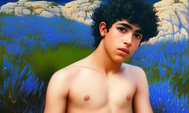 Sensuous Latino in Floral Marseille: Raphael Style