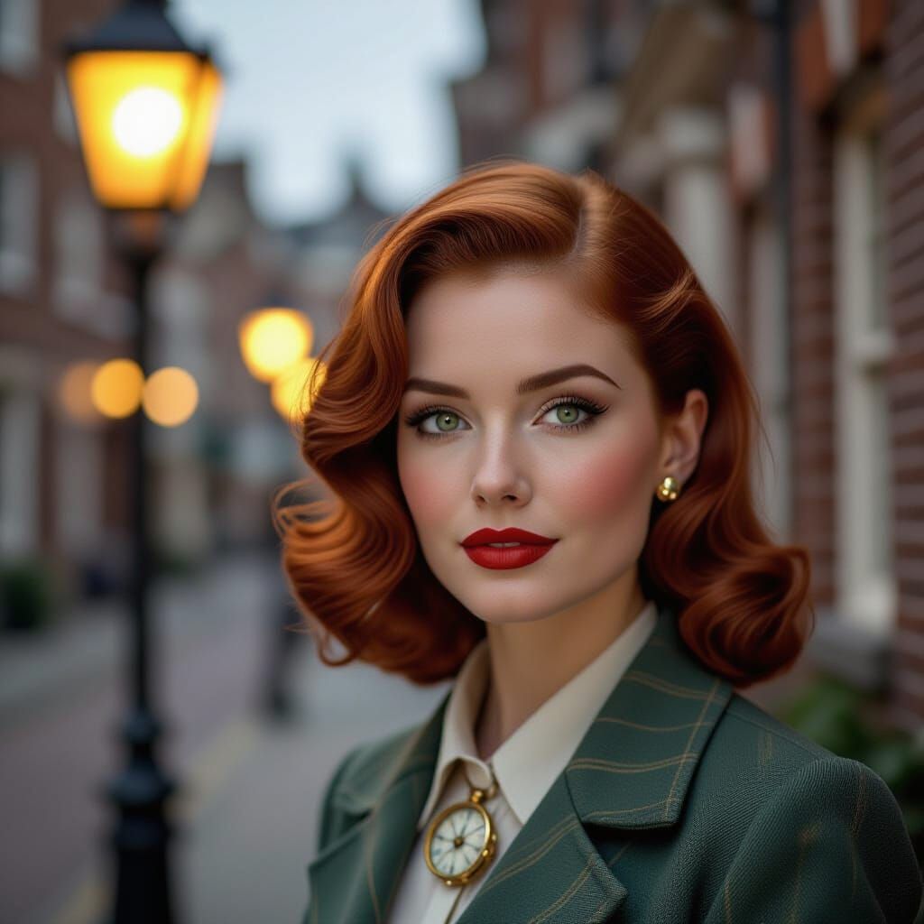 Time Traveling Witch with Magic Compass in 1940s Style