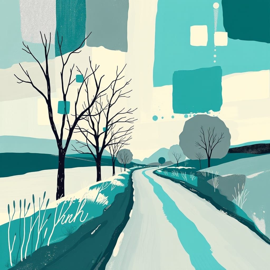 Abstract Country Lane in Mondrian Style