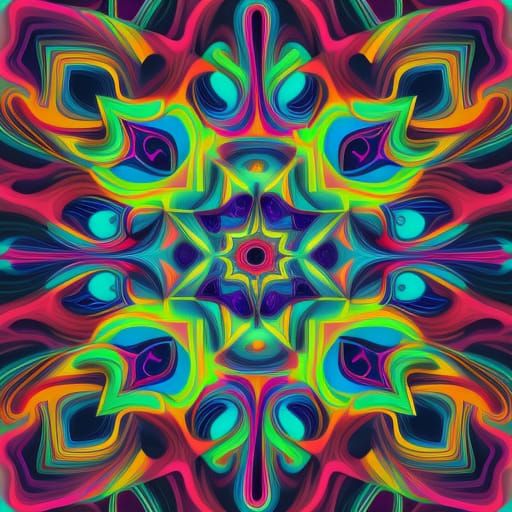 Neon Kaleidoscope: Electric Blues and Oranges in Swirling Ha...