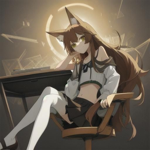 Anime Style Fox-Eared Male Character in Kawaii Fashion
