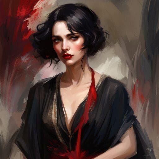 Glamorous Dark-Haired Woman in 1920s Style