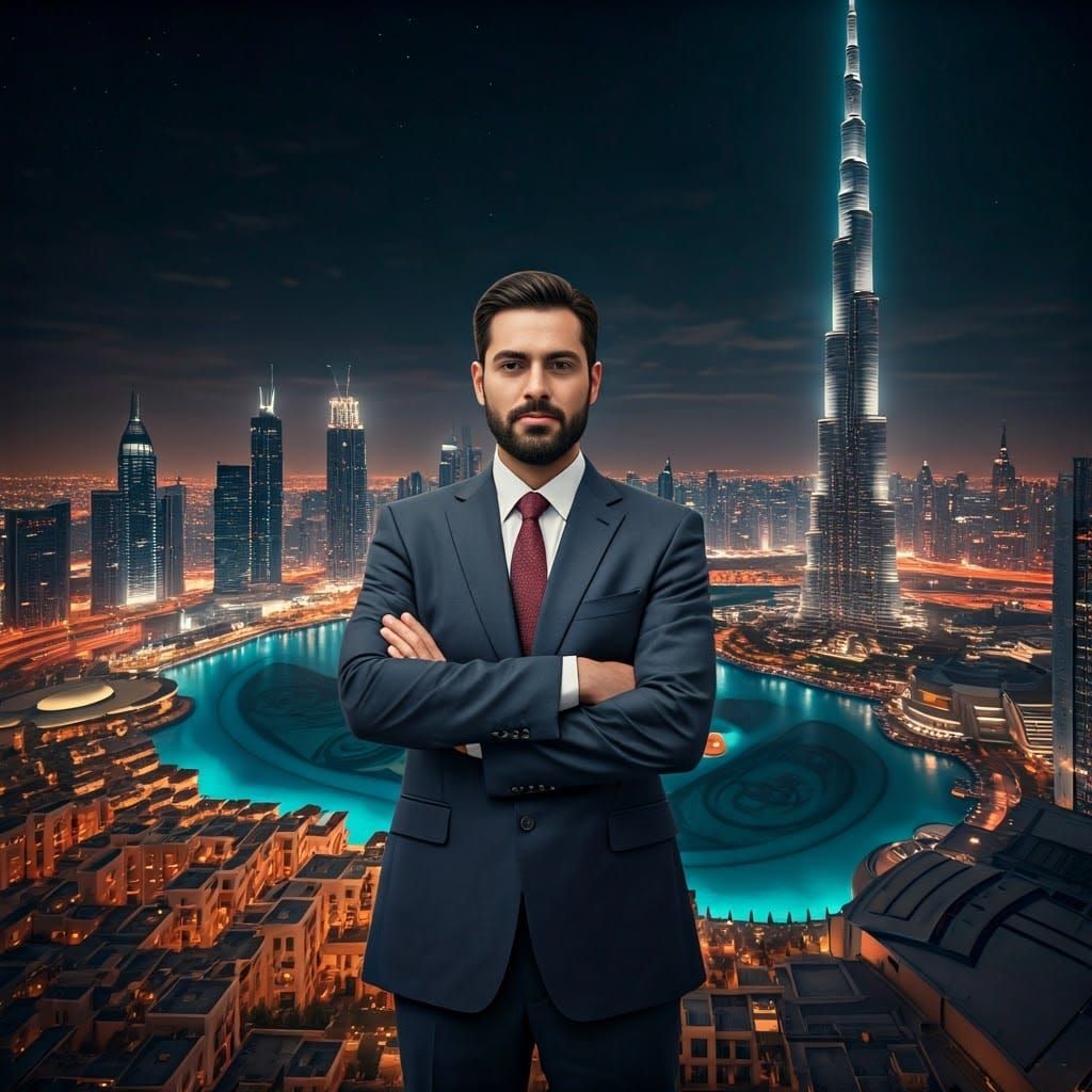 Dubai Real Estate Broker in Futuristic Cityscape