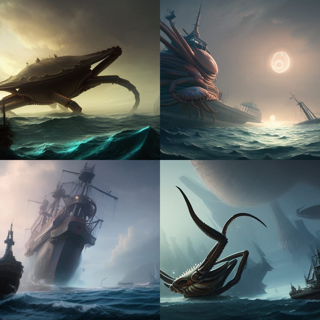 Giant Crab Sea Monster Art in Dark Fantasy Style