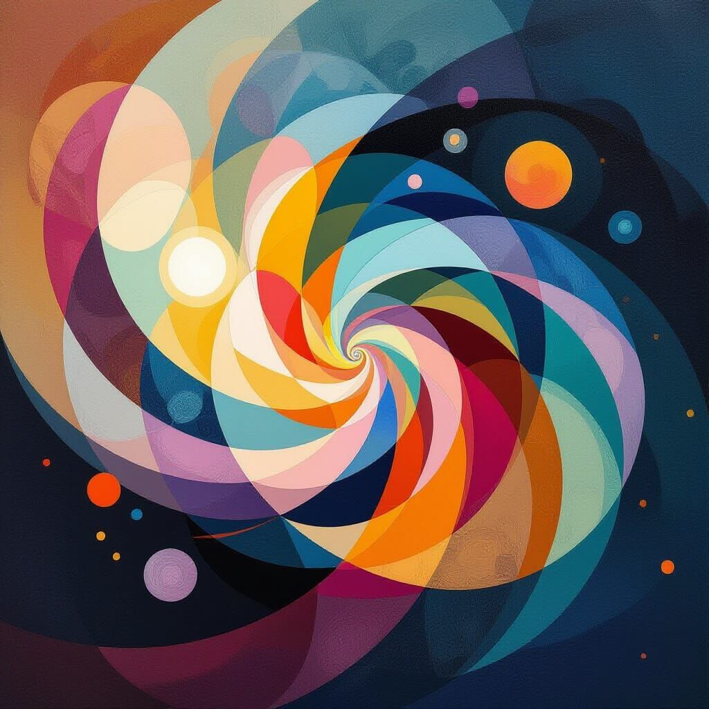 Abstract Composition of Swirling Forms in Luminous Gradients