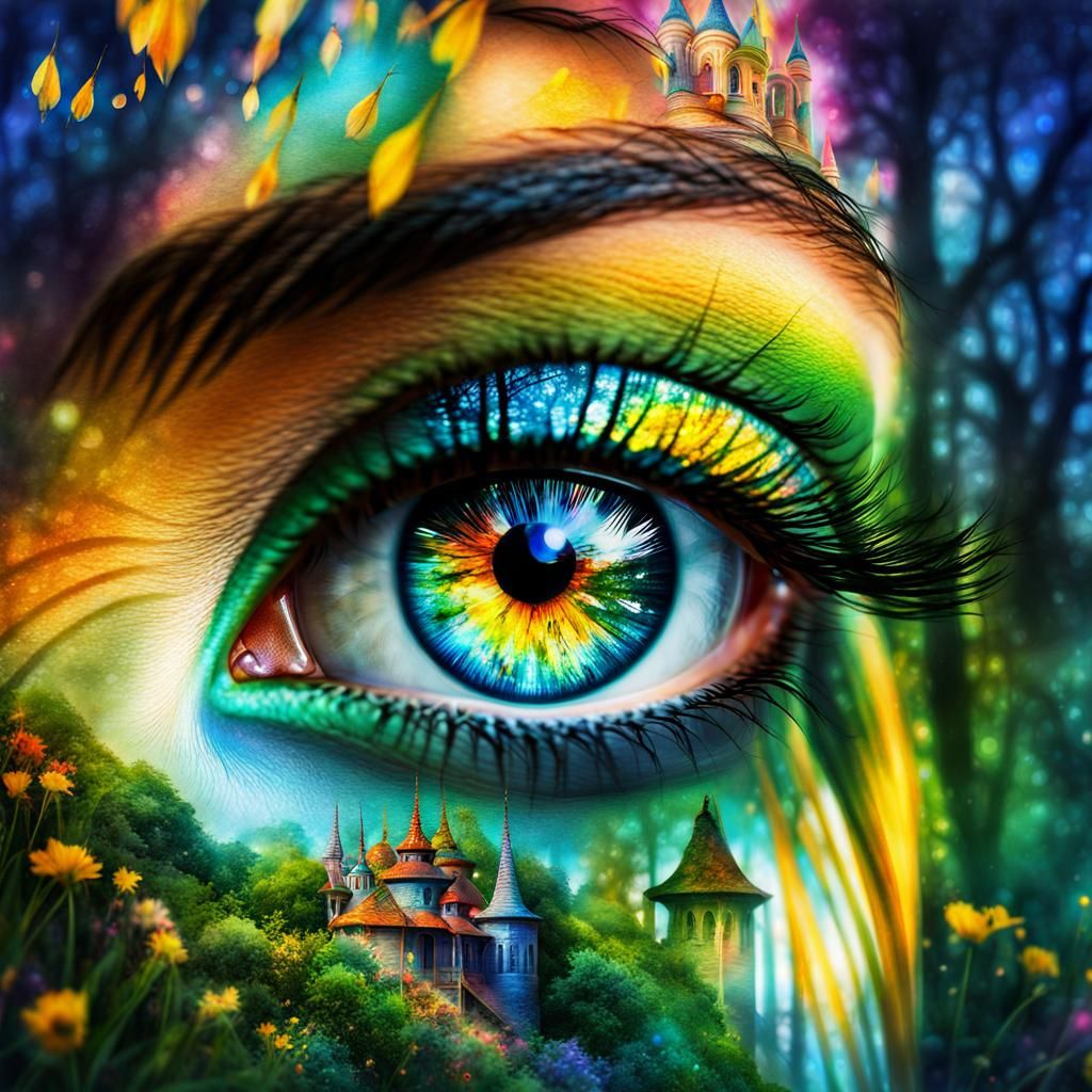 Magical Dreamscape: Double Exposure Watercolor Art