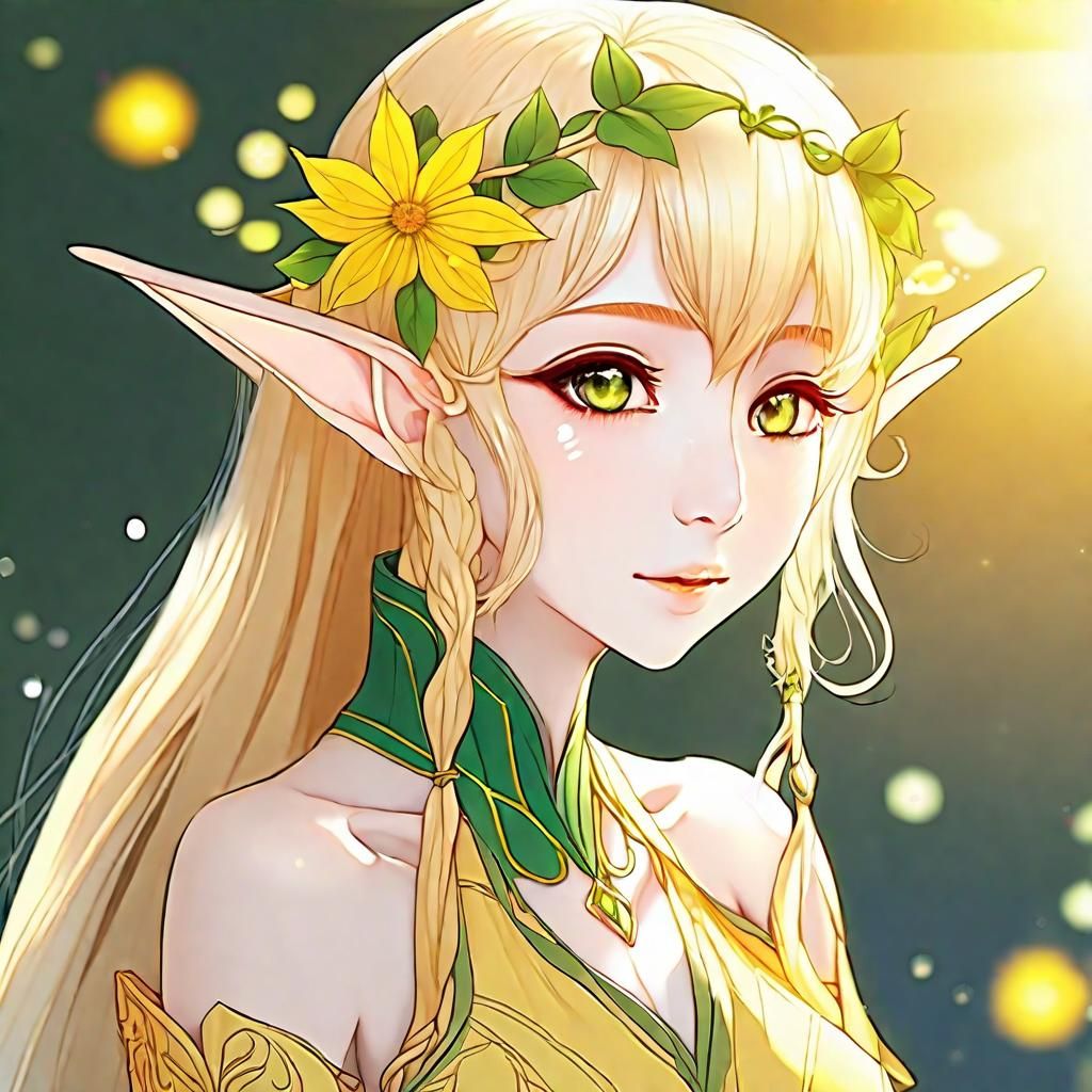 Elegant Elf in Anime Style, Sunshine