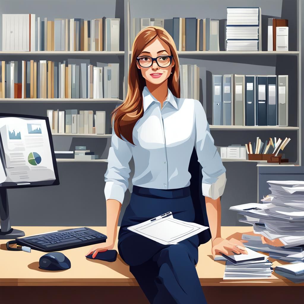 Office Secretary Girl: AI Generated Portrait