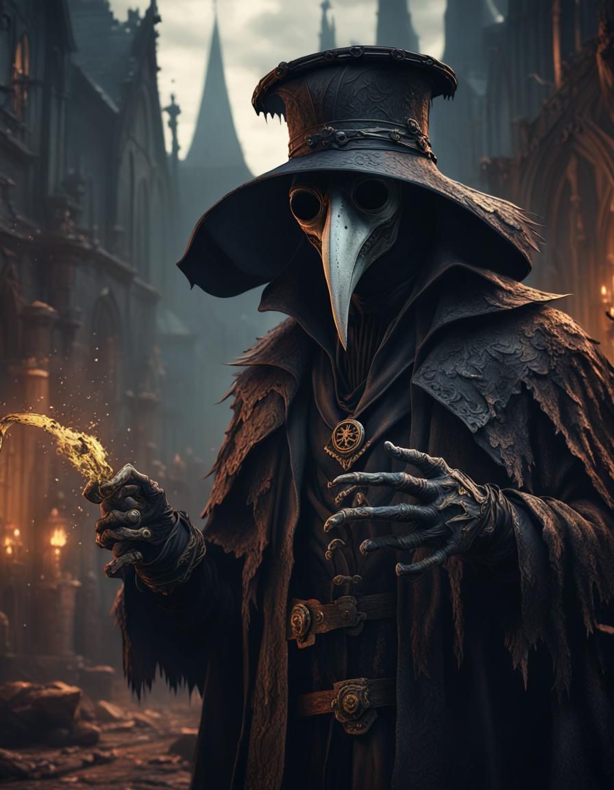 Gothic Plague Doctor in Detailed Matte Painting