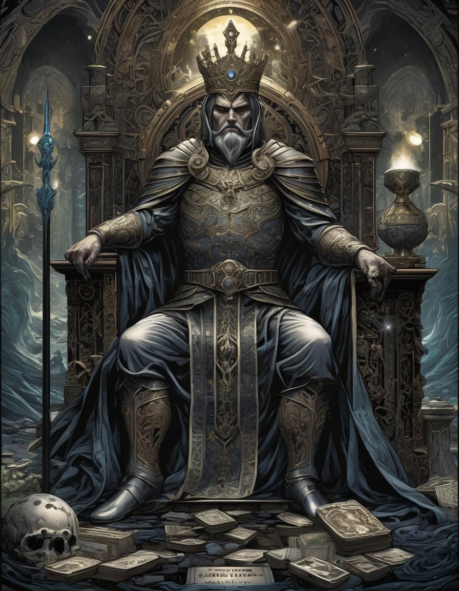 The Emperor Tarot Card in Comic Book Style