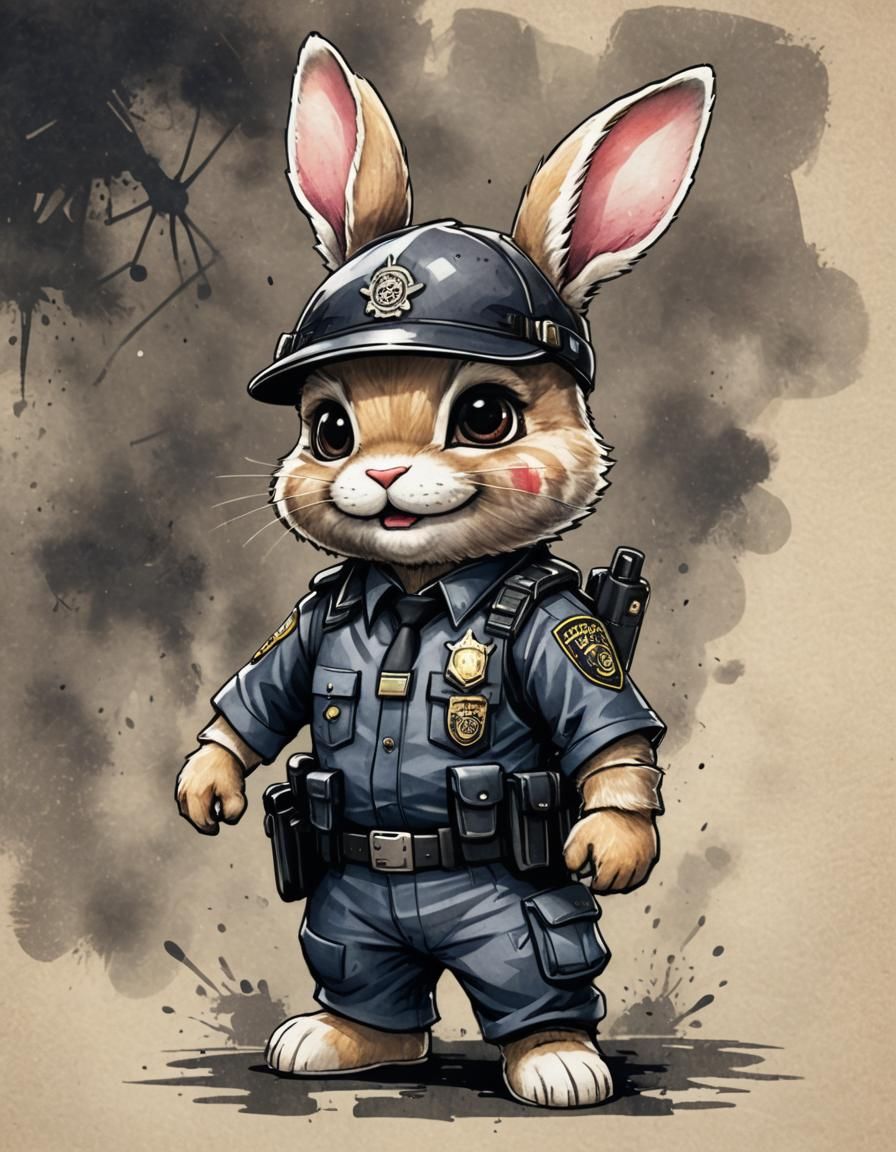 Chibi Bunny Cop in GTA 5: Watercolor Style
