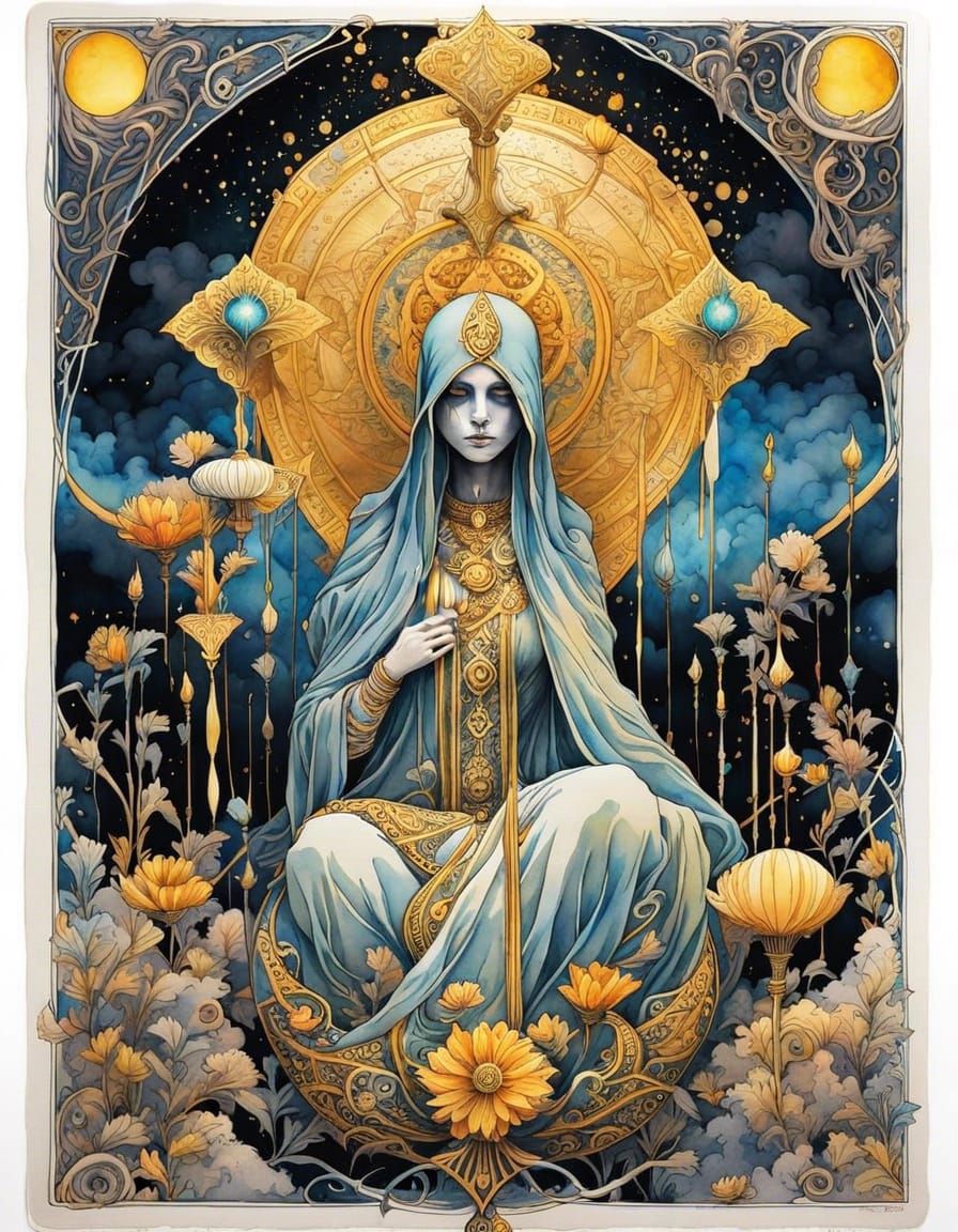 Surreal Watercolor Tarot Card: The Death