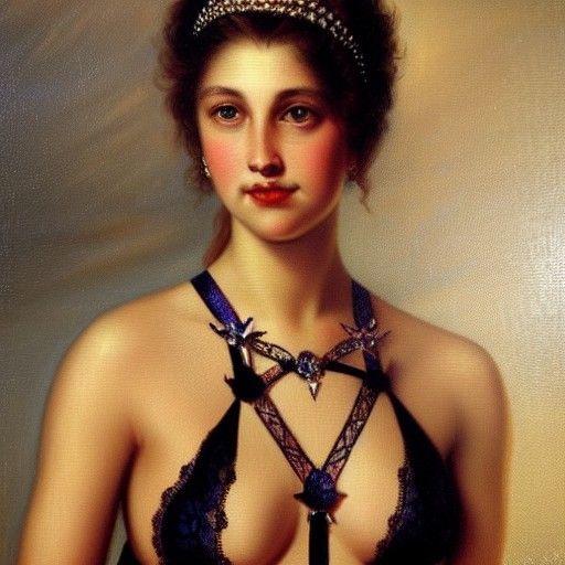 Sad Queen of France in Gurney Style Oil Painting