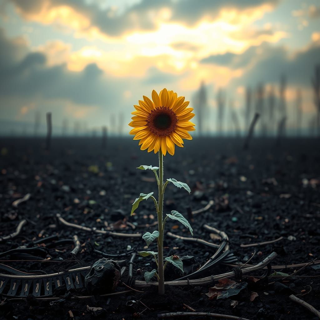 Hope Erupts from the Ashes in a Desolate Black Field