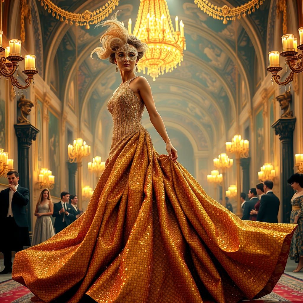 The hostess enters the ball.