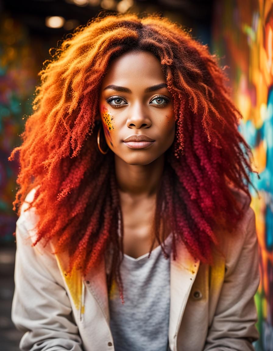Woman in Front of Graffiti Wall, Professional Photography