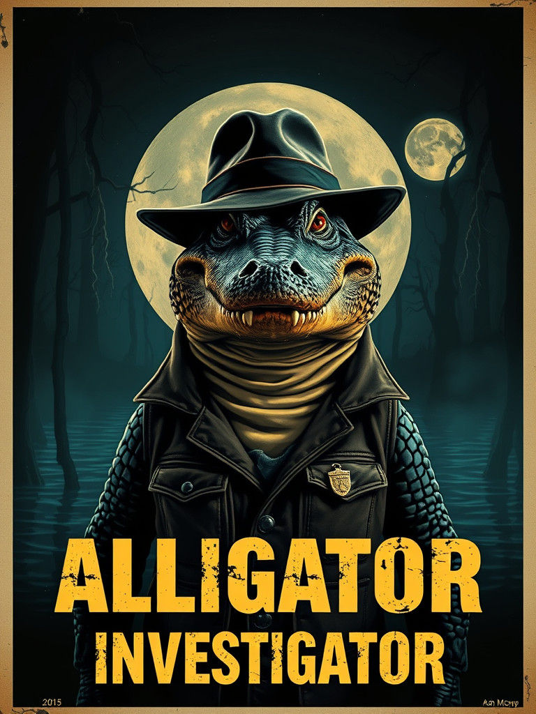 Alligator Investigator Movie Poster in Noir Style