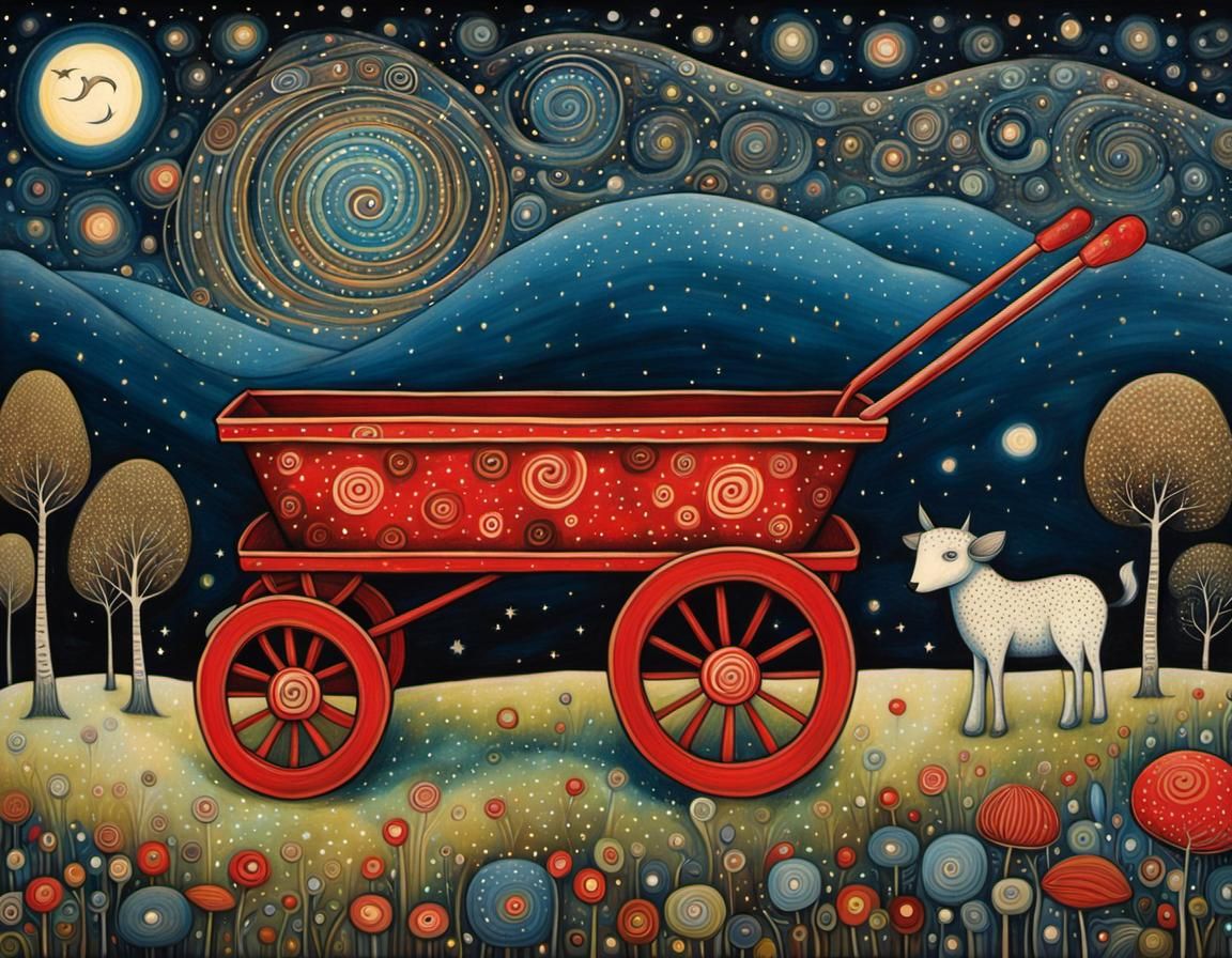 Little Red Wagon in Art Brut Style