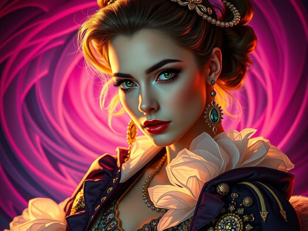 Theatrical Queen in Elegant Attire