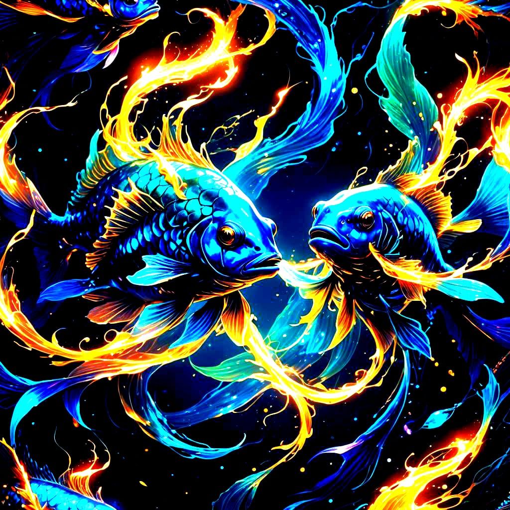 Cosmic Electric Betta Fish in Ocean