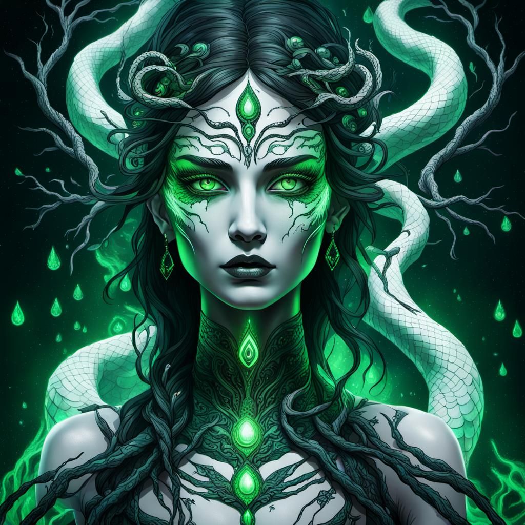 Snake Goddess with Wings, Astral Illustration