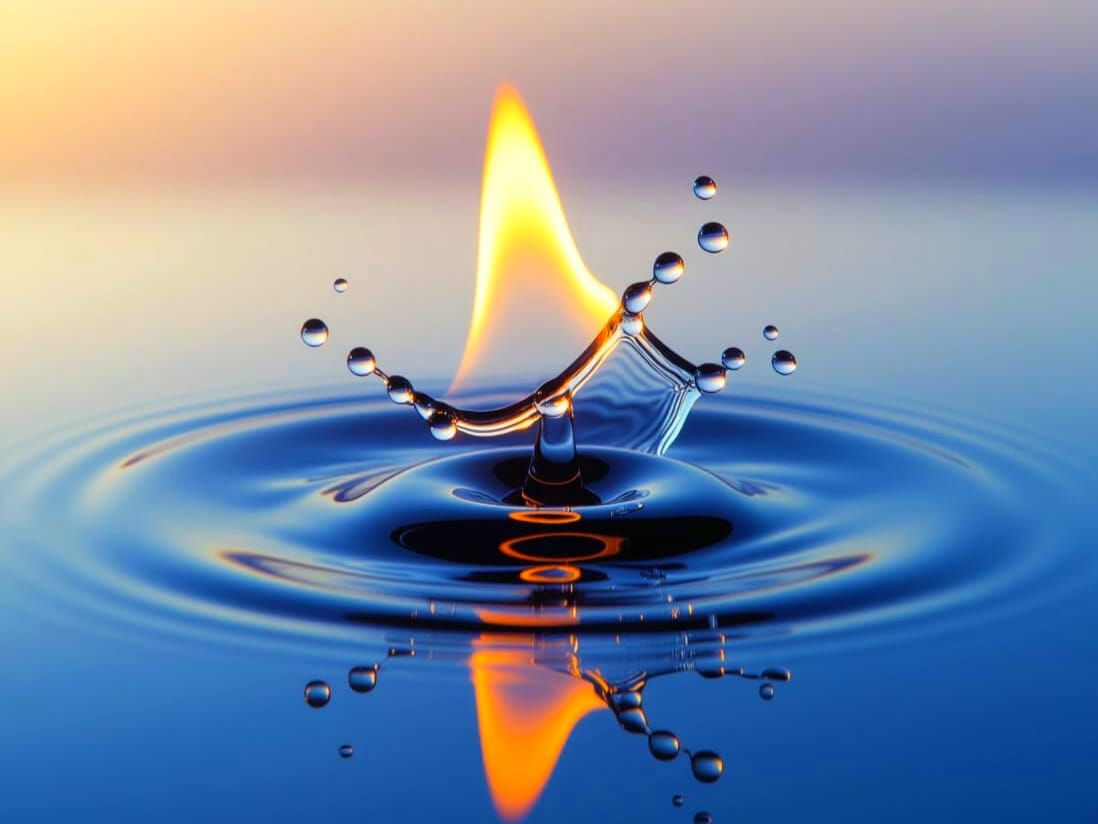 Flame and Water Droplet Merge in Macro Photography
