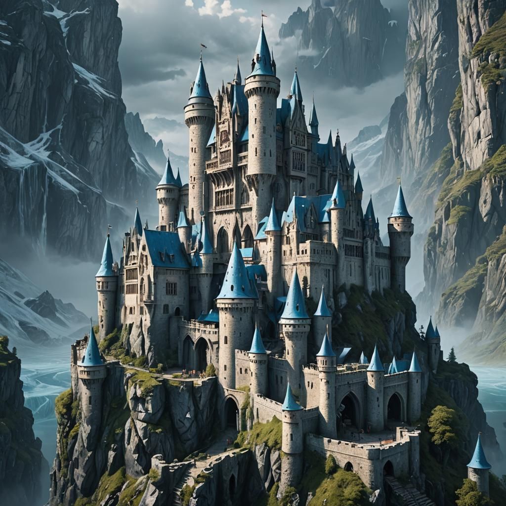 Epic Glacial Blue Medieval Castle