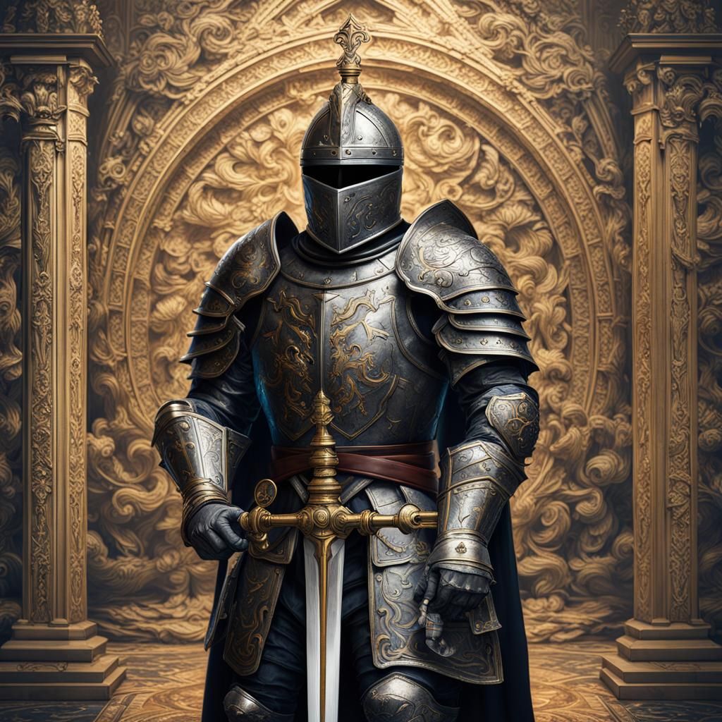 Baroque Knight in Etching Style