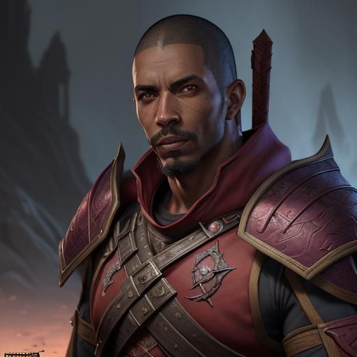 Redguard Male Portrait in Comic Book Style