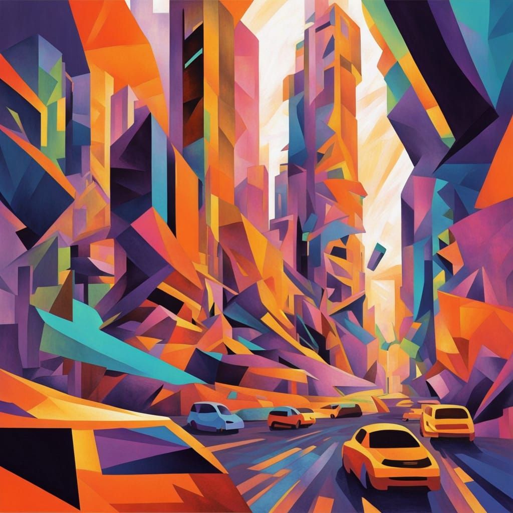 Futuristic Cityscape in Style of Umberto Boccioni