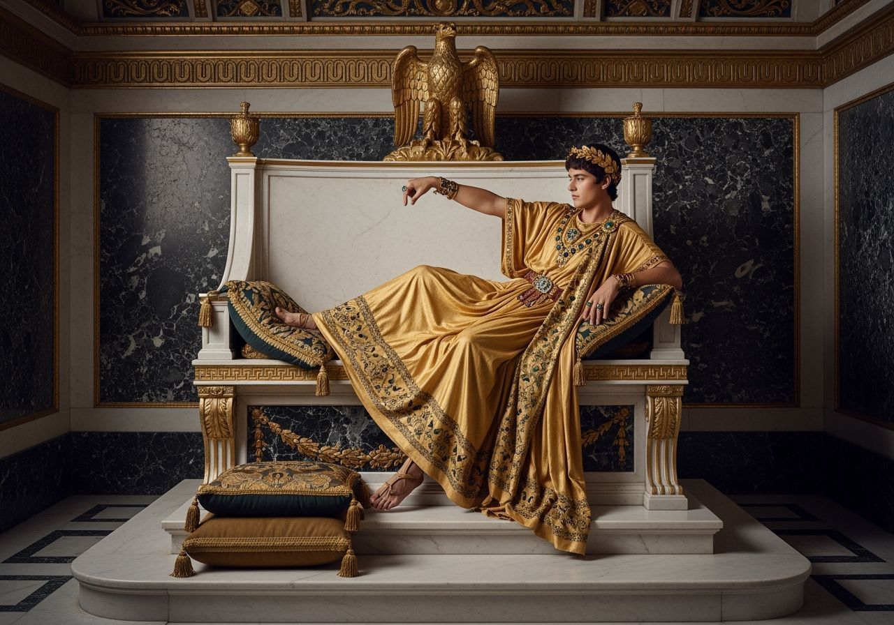Emperor Nero Lounging in Ancient Rome Palace