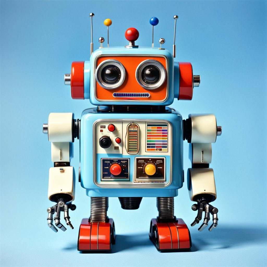 Retro Toy Robot with Visible Internal Robotics