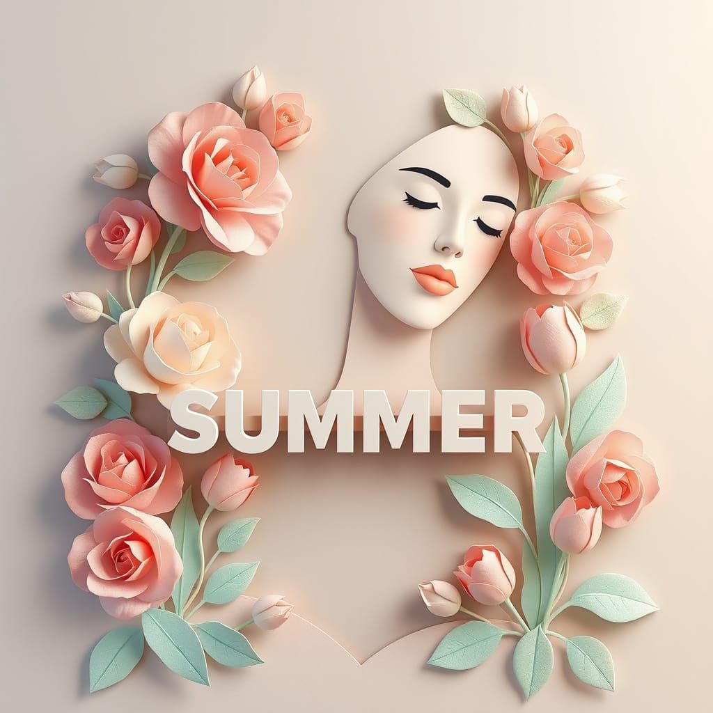 Elegant Mother's Day Floral Arrangement in Paper-Cut Style