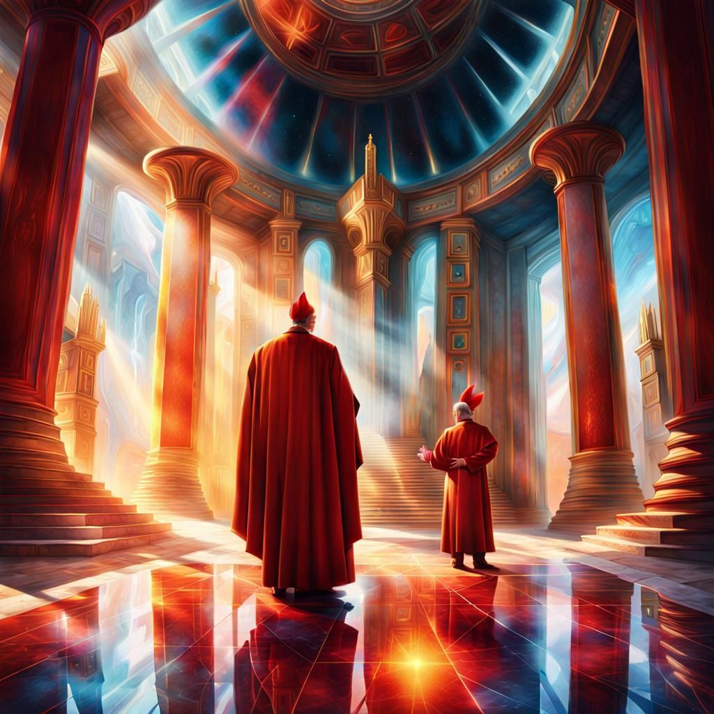 Cardinal's Sci-Fi Meeting with a God in Temple