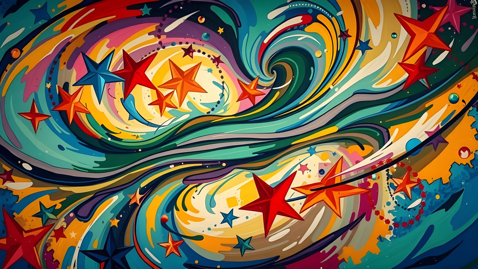 Abstract Expressionist Stars in Polychromatic Impasto Oil