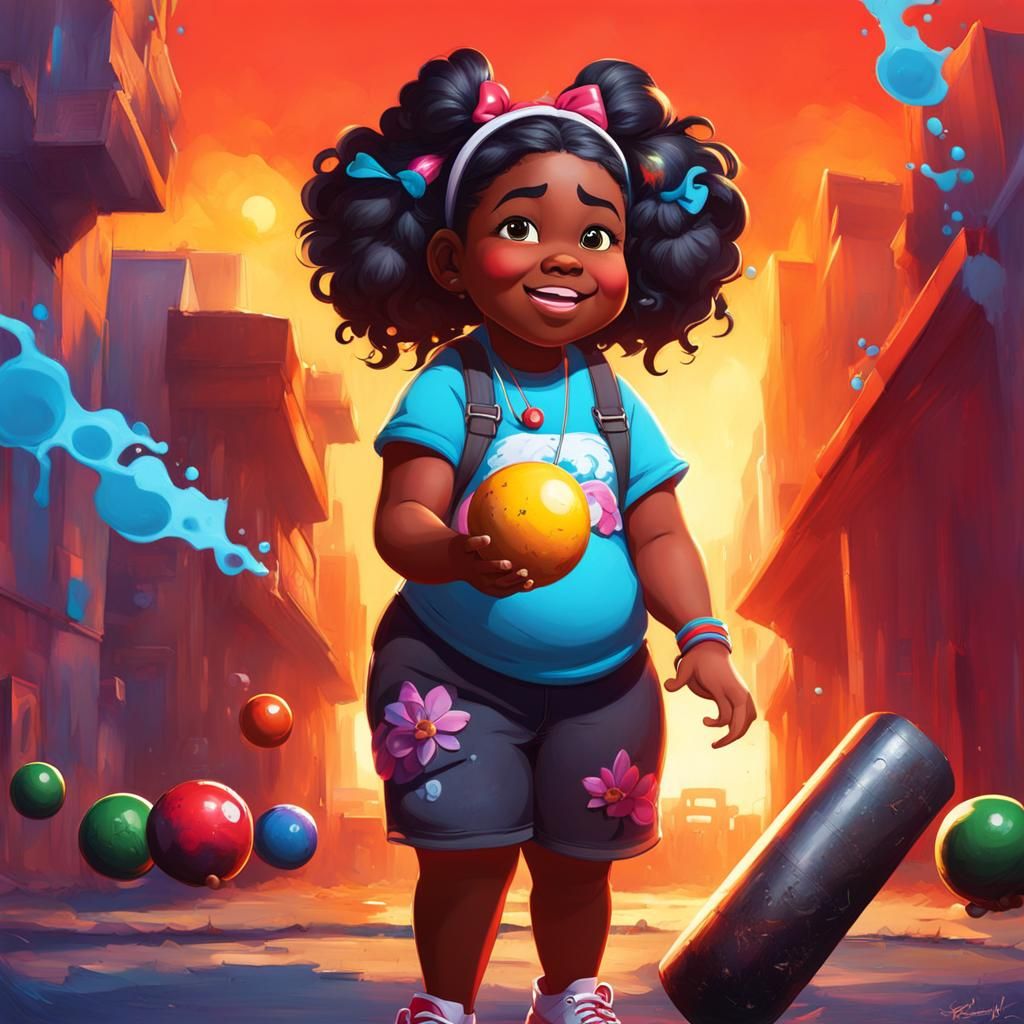 Girl Playing Bocce Ball in 3D Digital Art Style