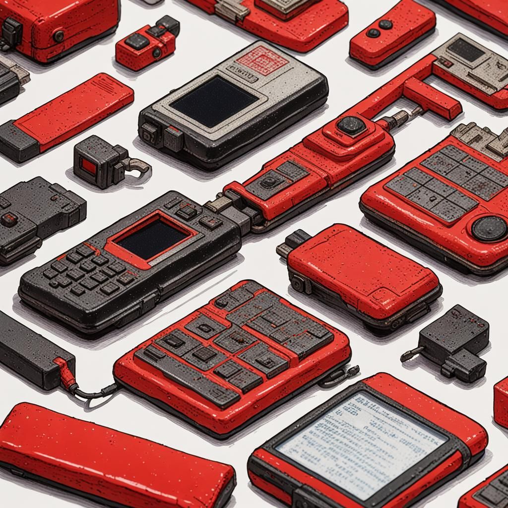 Macro Shot of Oxidized Portable Gadget in Digital Art Style