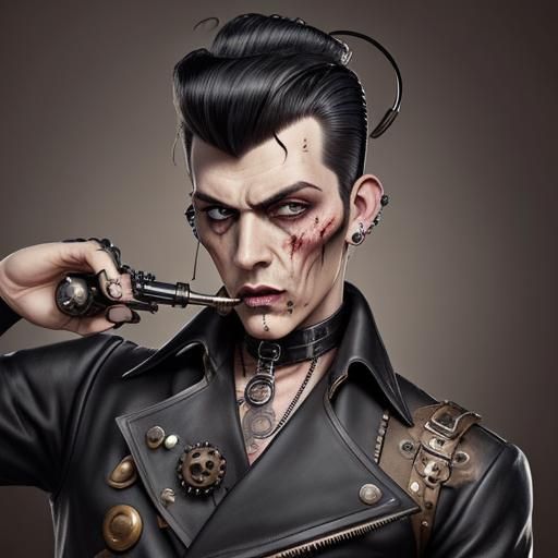 Rockabilly Zombie with Steampunk Engine