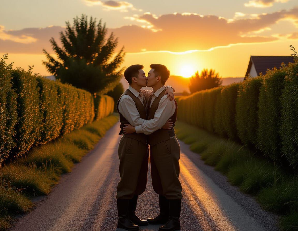 Young Love in Rural China at Sunset