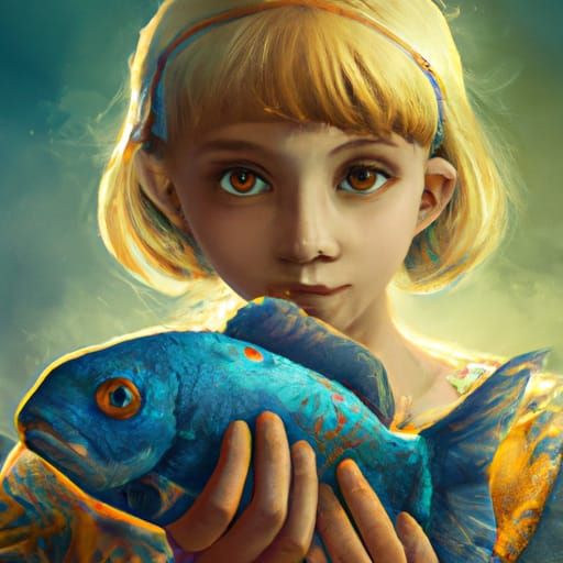 Fish-Human Hybrid Portrait in Hyperdetailed Style