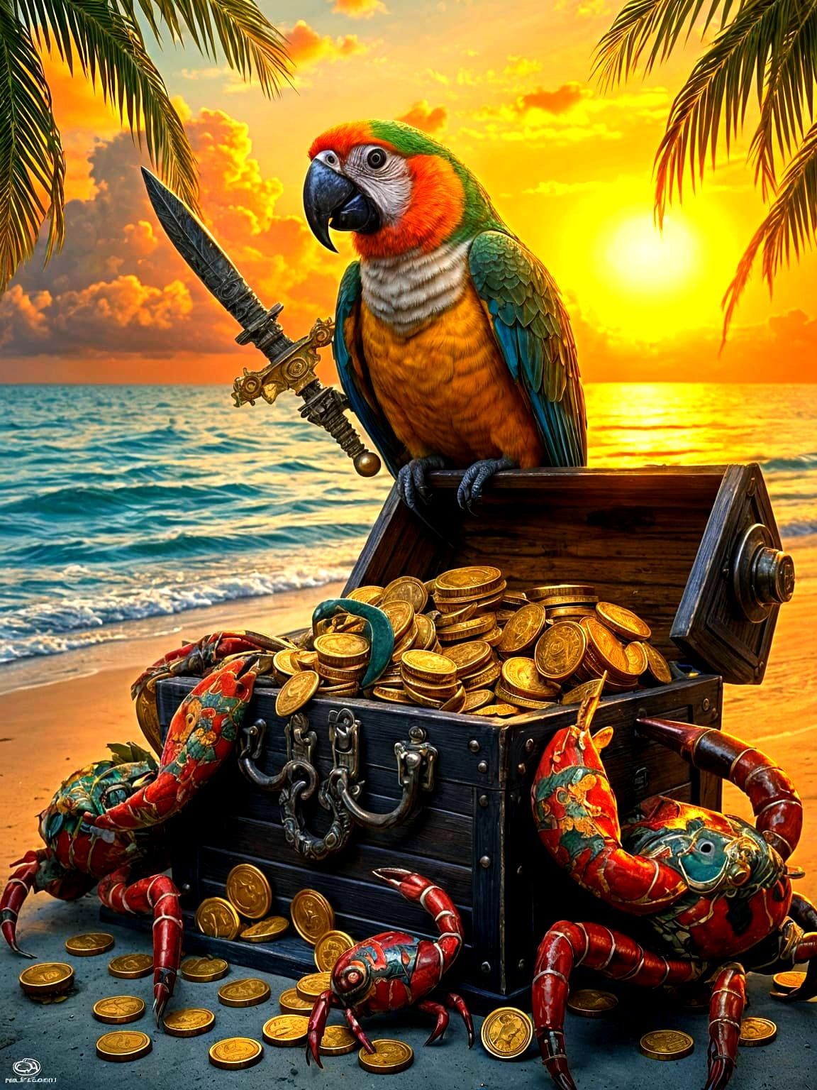 Pirate Parrot's Treasure Trove: Art Nouveau Fantasy